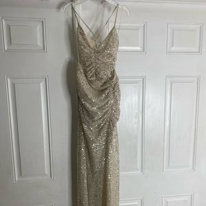 Very sexy sequin nude gown. Sexy back!!! Size Medium